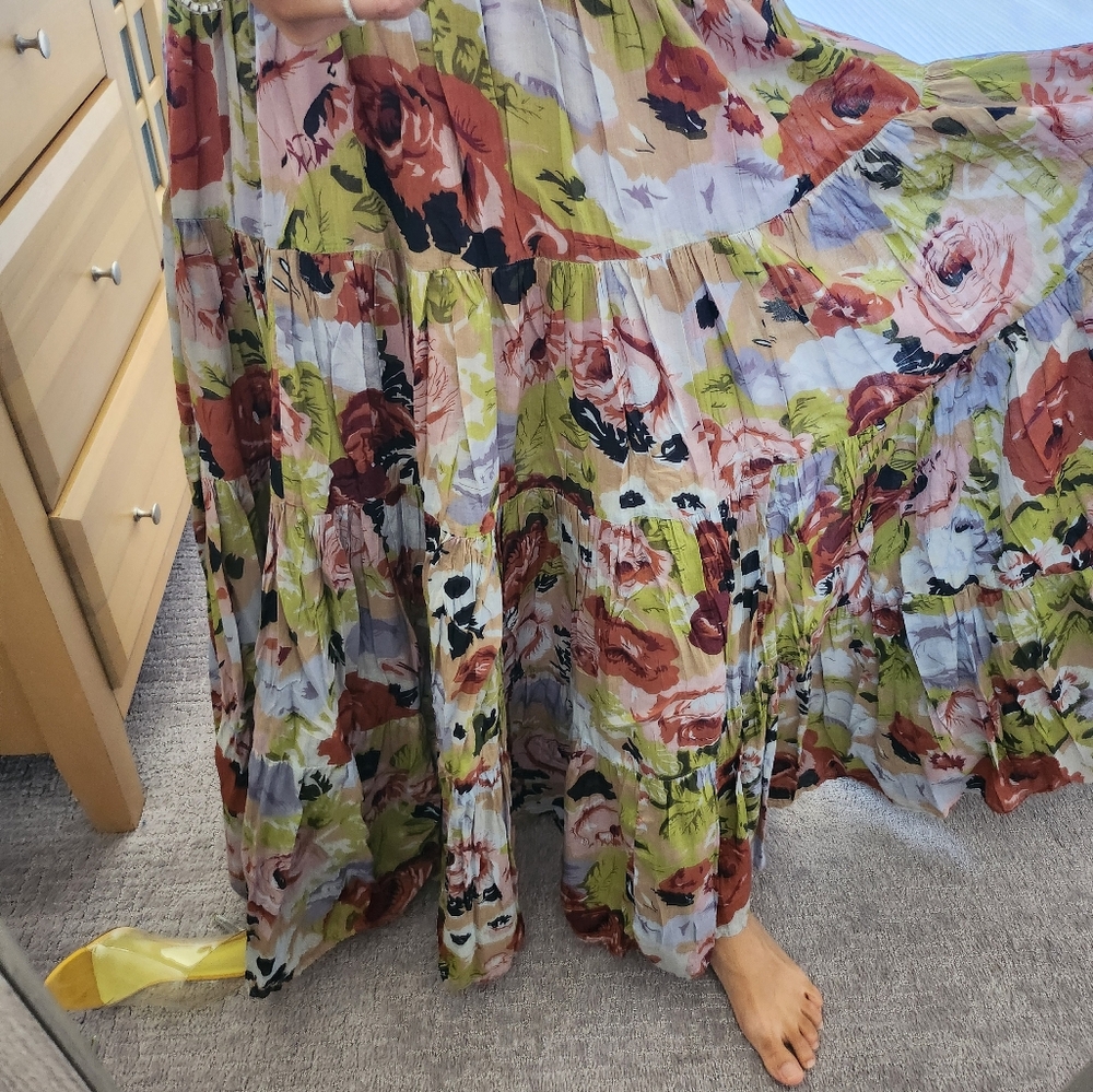Floral Maxi 100% Cotton Skirt - Picture 3 of 9